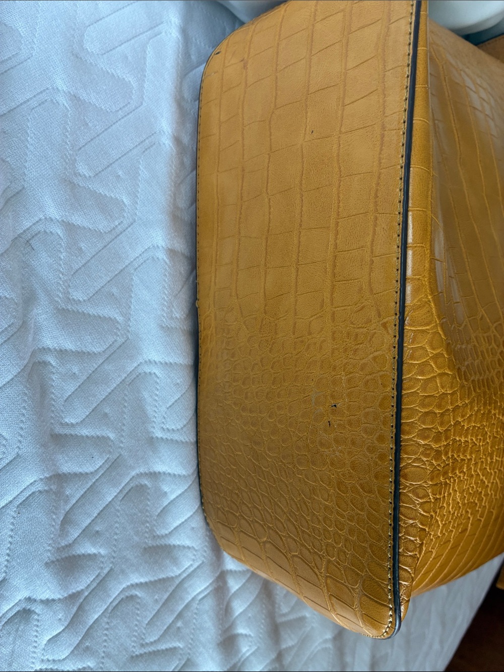 Anne Klein Yellow Croc-Embossed  Bag with Card Holder - Picture 6 of 9